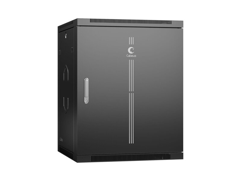 SH-05F-15U60/60m-BK  Шкаф телекоммуникационный настенный 19'' 15U 600x600x769mm (ШхГхВ) дверь металл, цвет черный (RAL 9004)